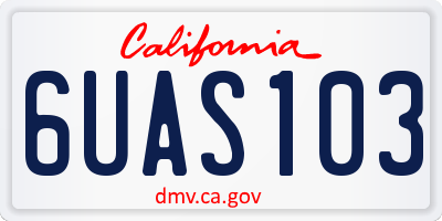 CA license plate 6UAS103