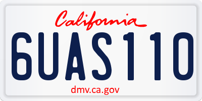 CA license plate 6UAS110