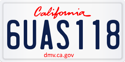 CA license plate 6UAS118