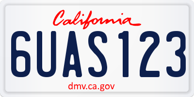 CA license plate 6UAS123