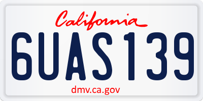 CA license plate 6UAS139