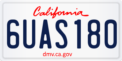 CA license plate 6UAS180