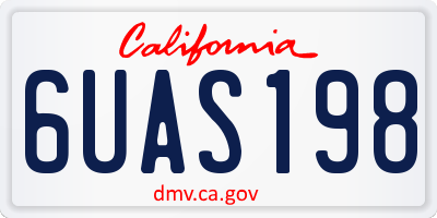 CA license plate 6UAS198