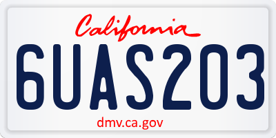 CA license plate 6UAS203