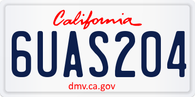 CA license plate 6UAS204