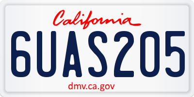 CA license plate 6UAS205