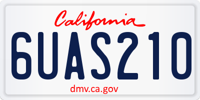 CA license plate 6UAS210