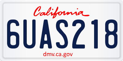 CA license plate 6UAS218