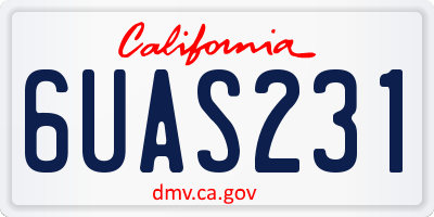 CA license plate 6UAS231