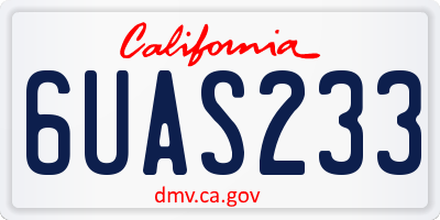 CA license plate 6UAS233