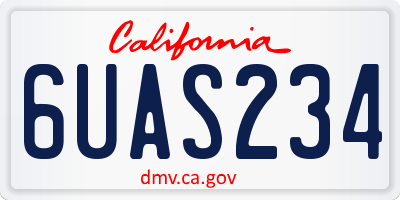 CA license plate 6UAS234
