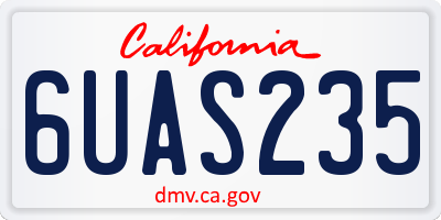 CA license plate 6UAS235