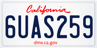 CA license plate 6UAS259
