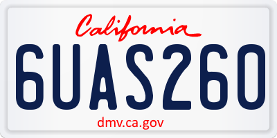 CA license plate 6UAS260