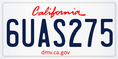 CA license plate 6UAS275