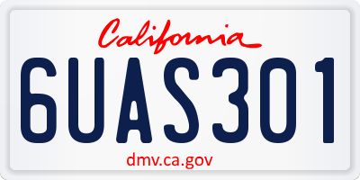 CA license plate 6UAS301