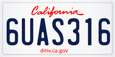 CA license plate 6UAS316