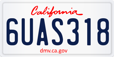CA license plate 6UAS318