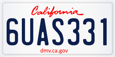 CA license plate 6UAS331