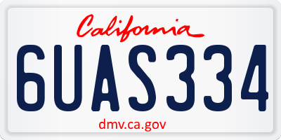 CA license plate 6UAS334