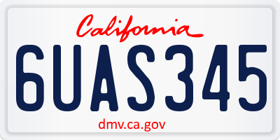 CA license plate 6UAS345