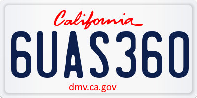 CA license plate 6UAS360