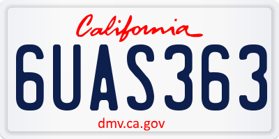 CA license plate 6UAS363