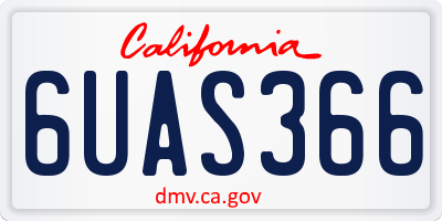 CA license plate 6UAS366