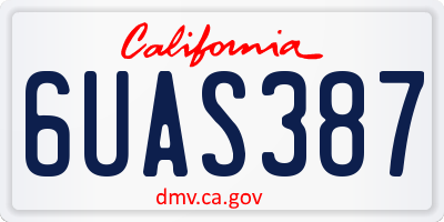 CA license plate 6UAS387