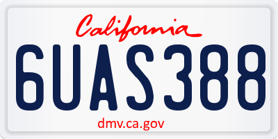 CA license plate 6UAS388