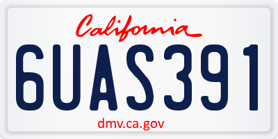 CA license plate 6UAS391
