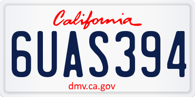 CA license plate 6UAS394