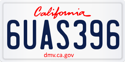 CA license plate 6UAS396