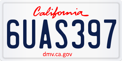 CA license plate 6UAS397