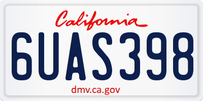 CA license plate 6UAS398