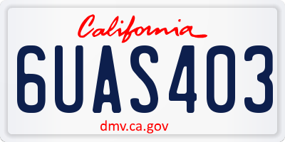 CA license plate 6UAS403
