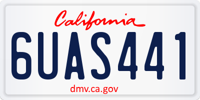 CA license plate 6UAS441