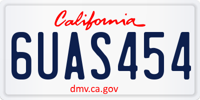 CA license plate 6UAS454