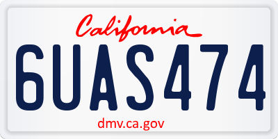 CA license plate 6UAS474