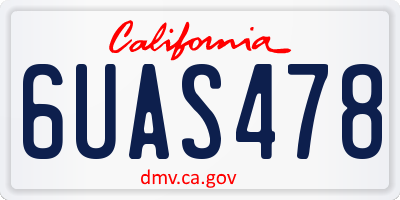 CA license plate 6UAS478