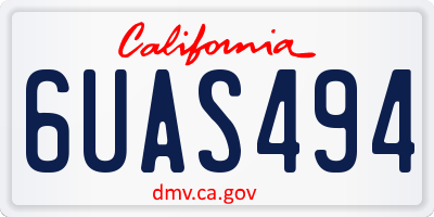 CA license plate 6UAS494