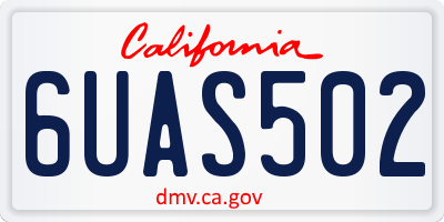 CA license plate 6UAS502