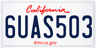 CA license plate 6UAS503