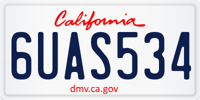 CA license plate 6UAS534