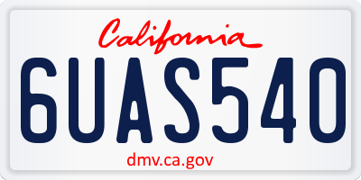 CA license plate 6UAS540