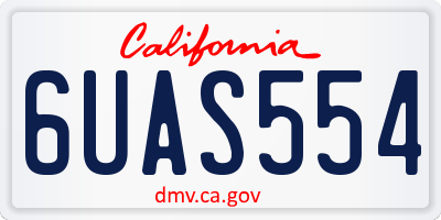 CA license plate 6UAS554