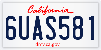 CA license plate 6UAS581