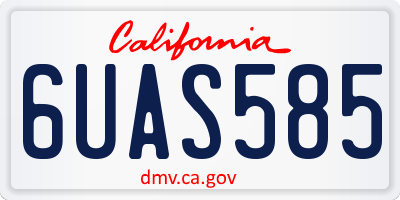 CA license plate 6UAS585