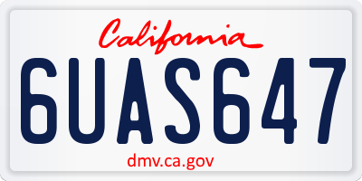 CA license plate 6UAS647