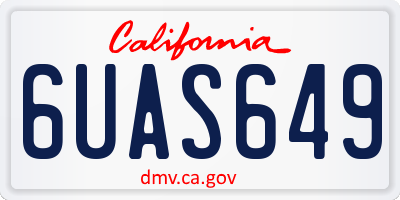 CA license plate 6UAS649
